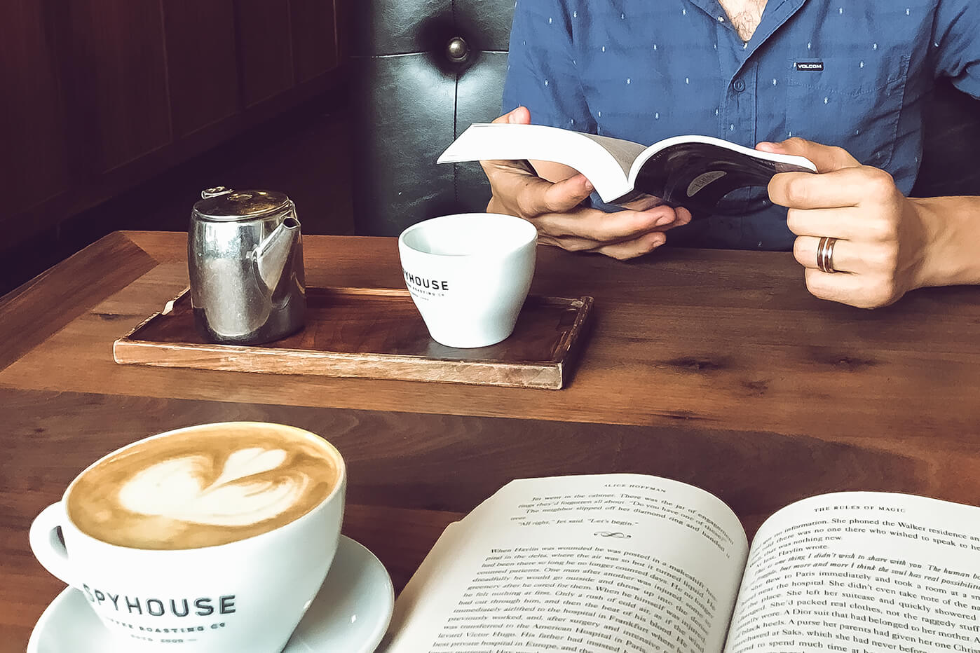 book coffee shop photos