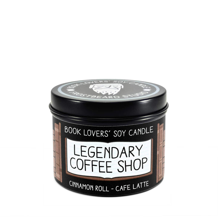 Legendary Coffee Shop  -  4 oz Tin  -  Book Lovers' Soy Candle  -  Frostbeard Studio