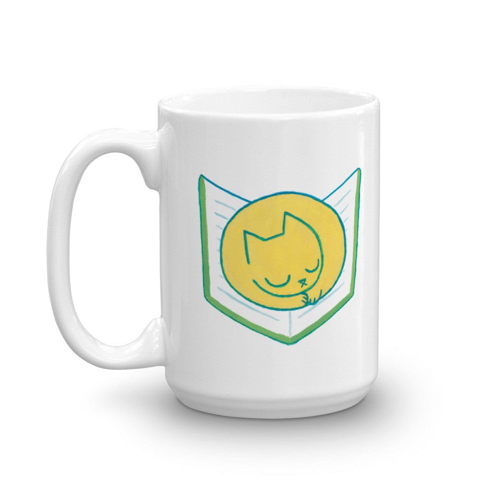 Cat Sleeping on Book - Mug  -   -  Mug  -  Frostbeard Studio