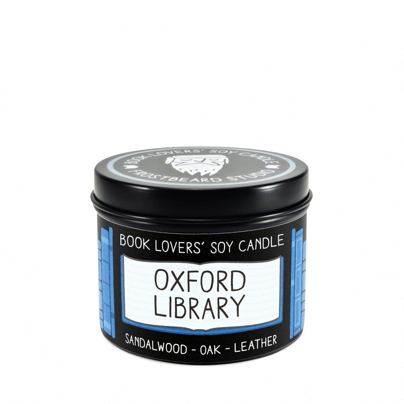 Oxford Library  -  4 oz Tin  -  Book Lovers' Soy Candle  -  Frostbeard Studio