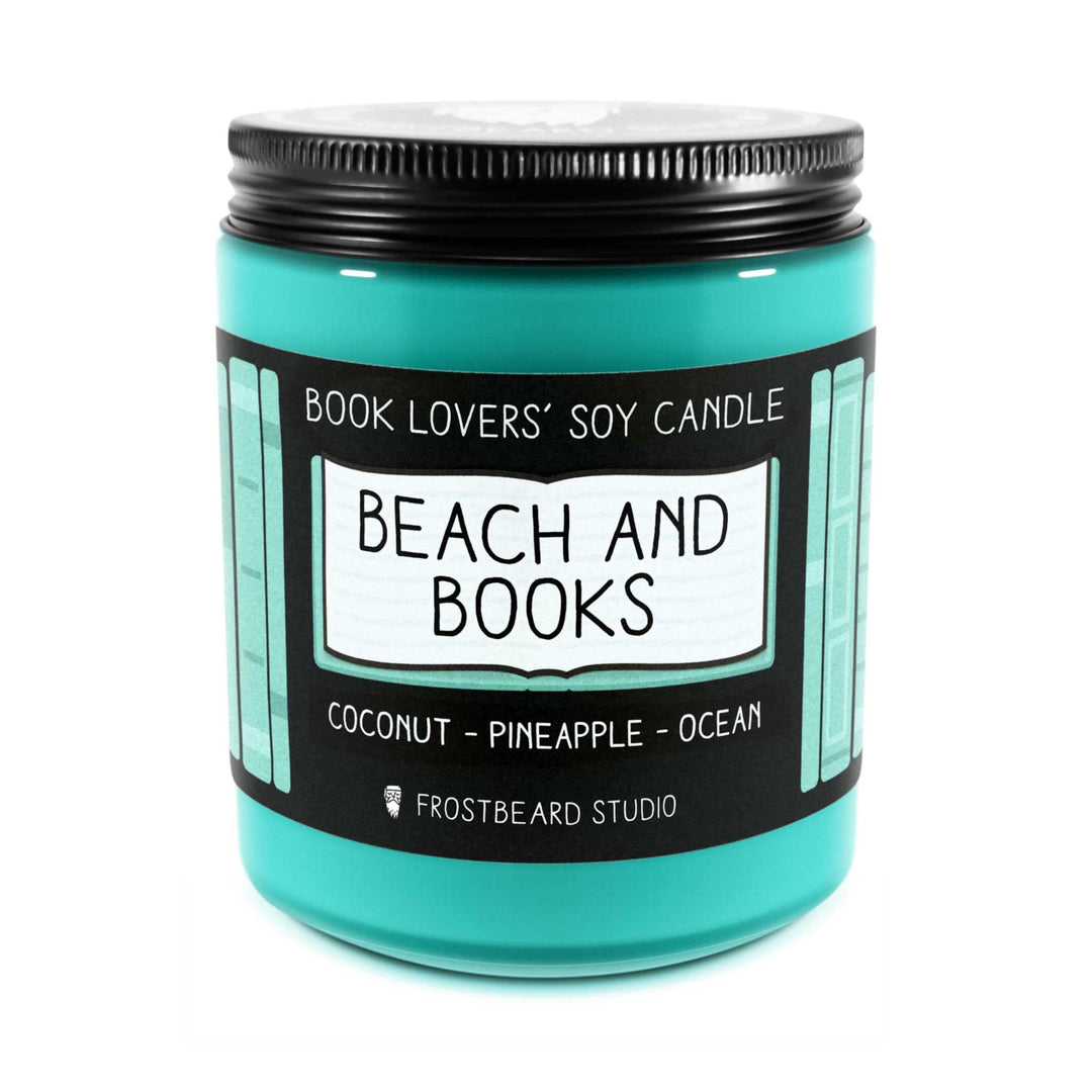 Beach & Books  -  8 oz Jar  -  Book Lovers' Soy Candle  -  Frostbeard Studio