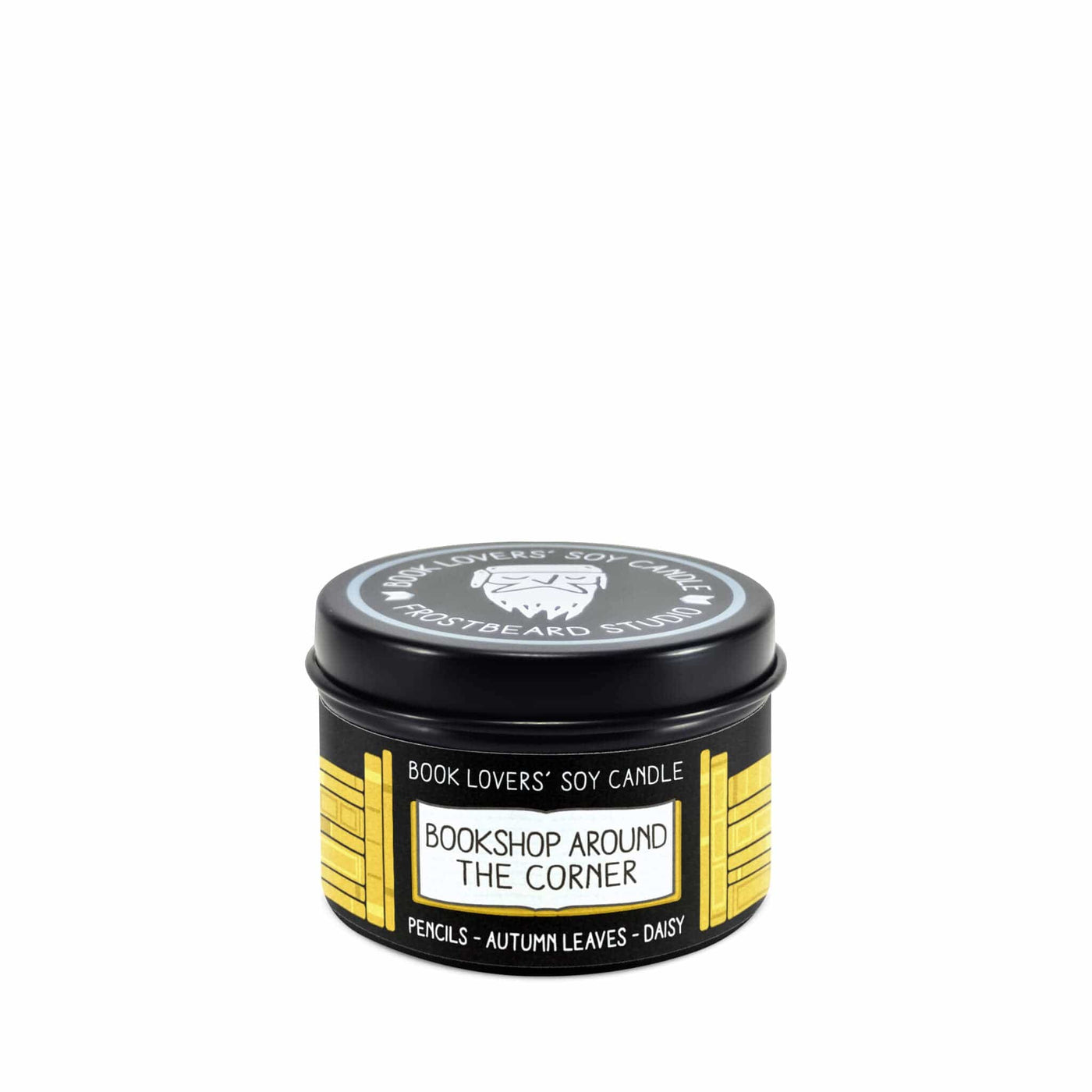 Bookshop Around the Corner - 2 oz Tin - Book Lovers' Soy Candle - Frostbeard Studio