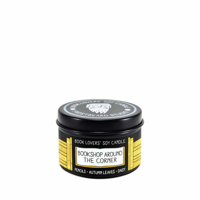 Bookshop Around the Corner - 2 oz Tin - Book Lovers' Soy Candle - Frostbeard Studio