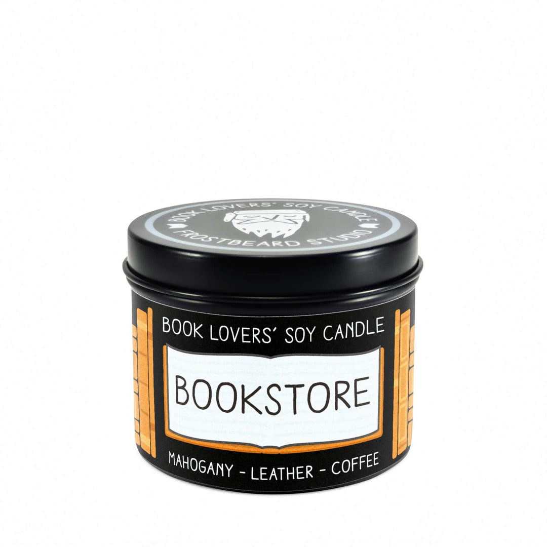 Bookstore  -  4 oz Tin  -  Book Lovers' Soy Candle  -  Frostbeard Studio