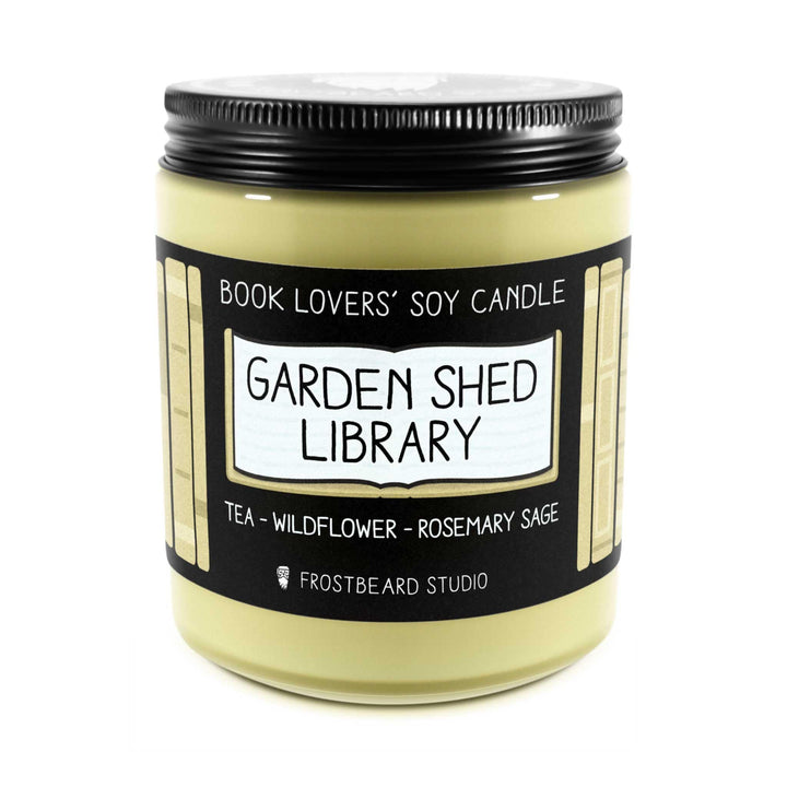 Garden Shed Library  -  8 oz Jar  -  Book Lovers' Soy Candle  -  Frostbeard Studio
