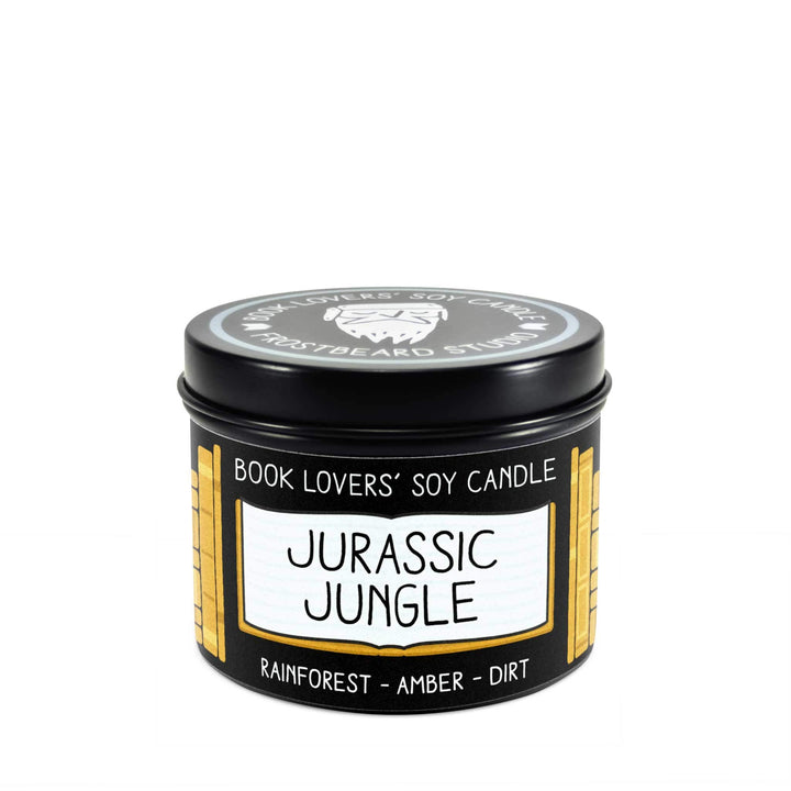 Jurassic Jungle  -  4 oz Tin  -  Book Lovers' Soy Candle  -  Frostbeard Studio
