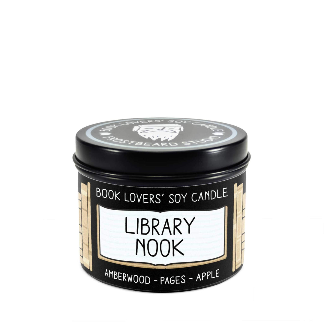 Library Nook - 4 oz Tin - Book Lovers' Soy Candle - Frostbeard Studio