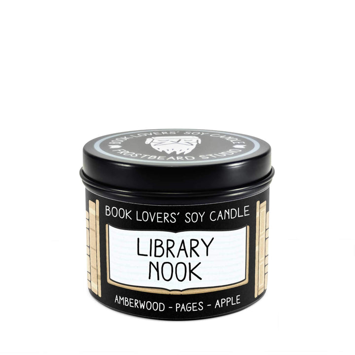 Library Nook - 4 oz Tin - Book Lovers' Soy Candle - Frostbeard Studio
