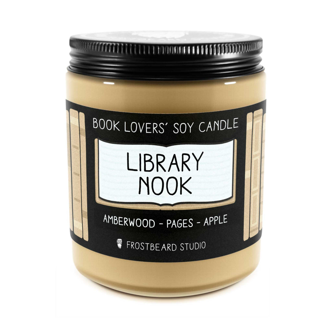Library Nook - 8 oz Jar - Book Lovers' Soy Candle - Frostbeard Studio