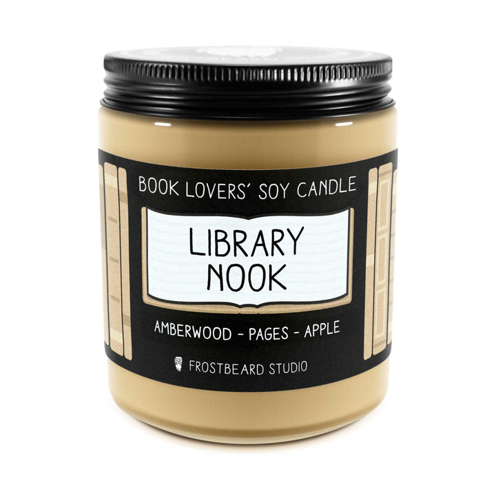 Library Nook - 8 oz Jar - Book Lovers' Soy Candle - Frostbeard Studio