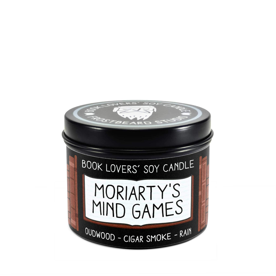 Moriarty's Mind Games  -  4 oz Tin  -  Book Lovers' Soy Candle  -  Frostbeard Studio