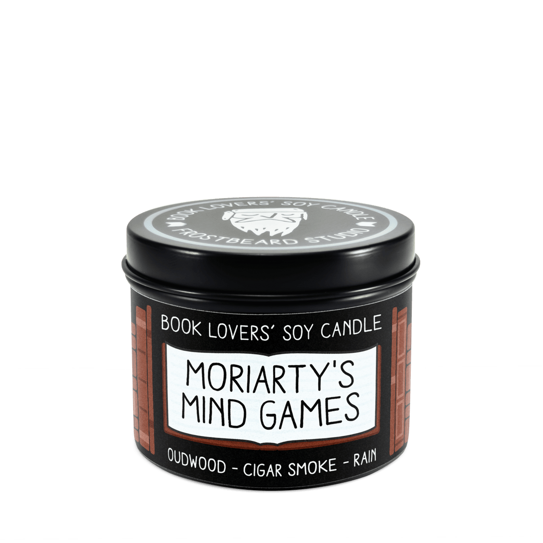 Moriarty's Mind Games  -  4 oz Tin  -  Book Lovers' Soy Candle  -  Frostbeard Studio