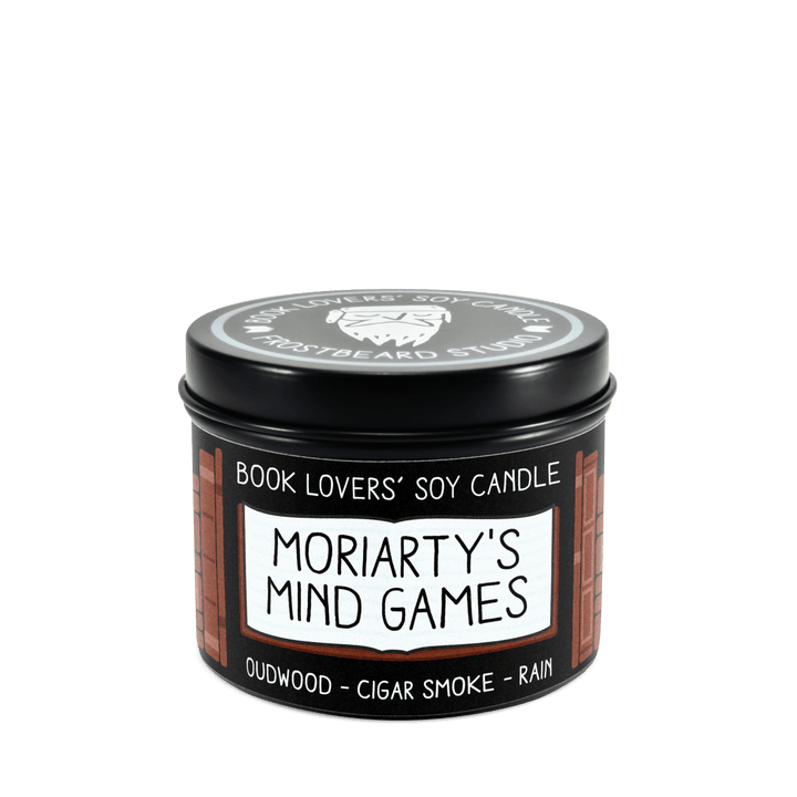 Moriarty's Mind Games  -  4 oz Tin  -  Book Lovers' Soy Candle  -  Frostbeard Studio