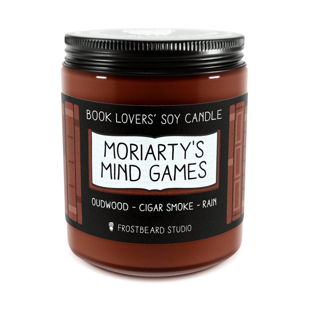 Moriarty's Mind Games  -  8 oz Jar  -  Book Lovers' Soy Candle  -  Frostbeard Studio