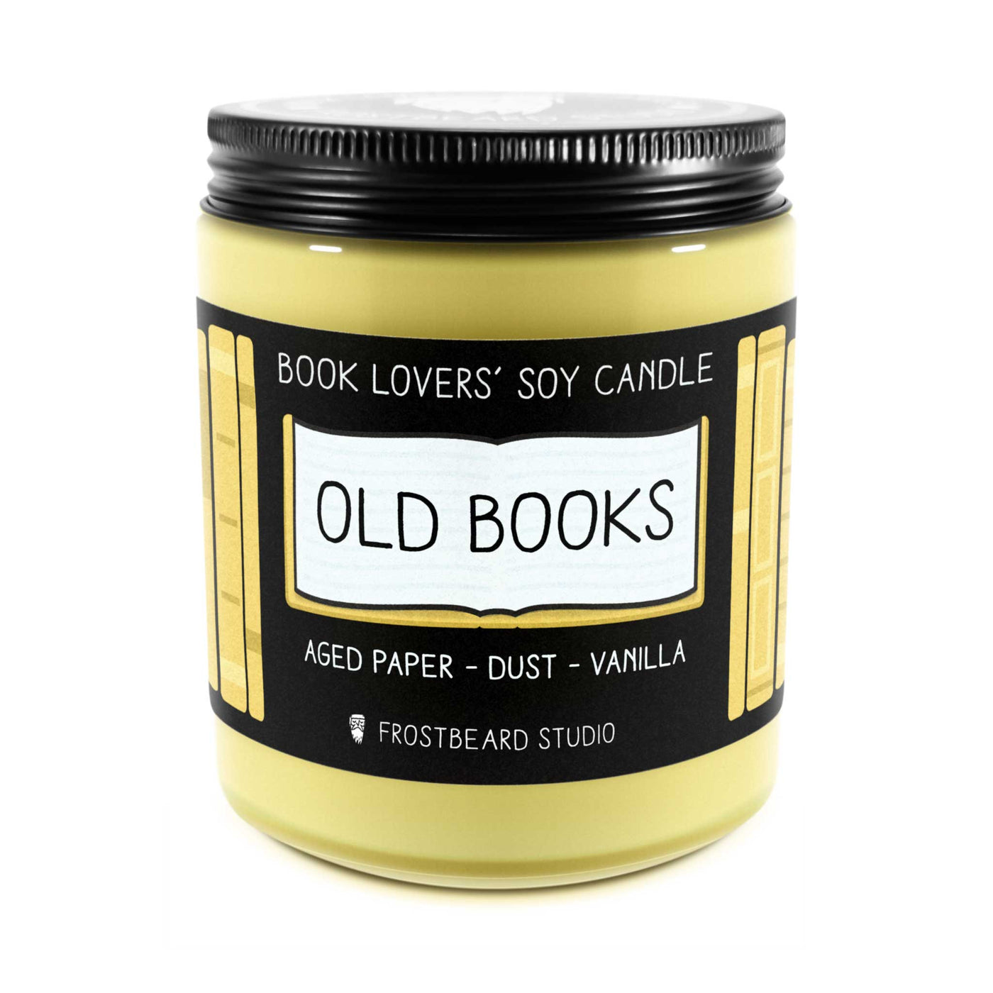 Old Books  -  8 oz Jar  -  Book Lovers' Soy Candle  -  Frostbeard Studio