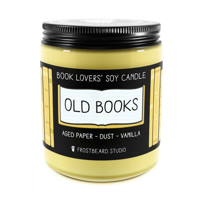 Old Books  -  8 oz Jar  -  Book Lovers' Soy Candle  -  Frostbeard Studio