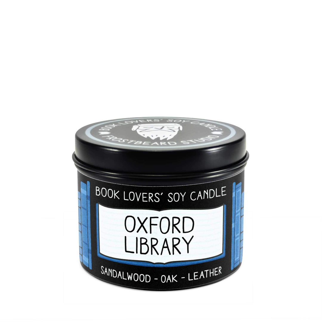 Oxford Library  -  4 oz Tin  -  Book Lovers' Soy Candle  -  Frostbeard Studio