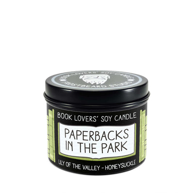 Paperbacks in the Park - 4 oz Tin - Book Lovers' Soy Candle - Frostbeard Studio