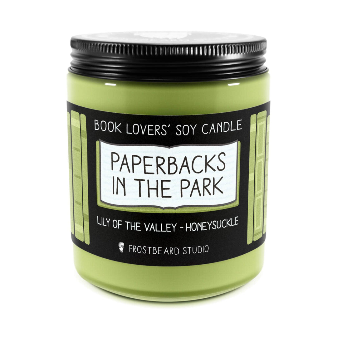 Paperbacks in the Park  -  8 oz Jar  -  Book Lovers' Soy Candle  -  Frostbeard Studio