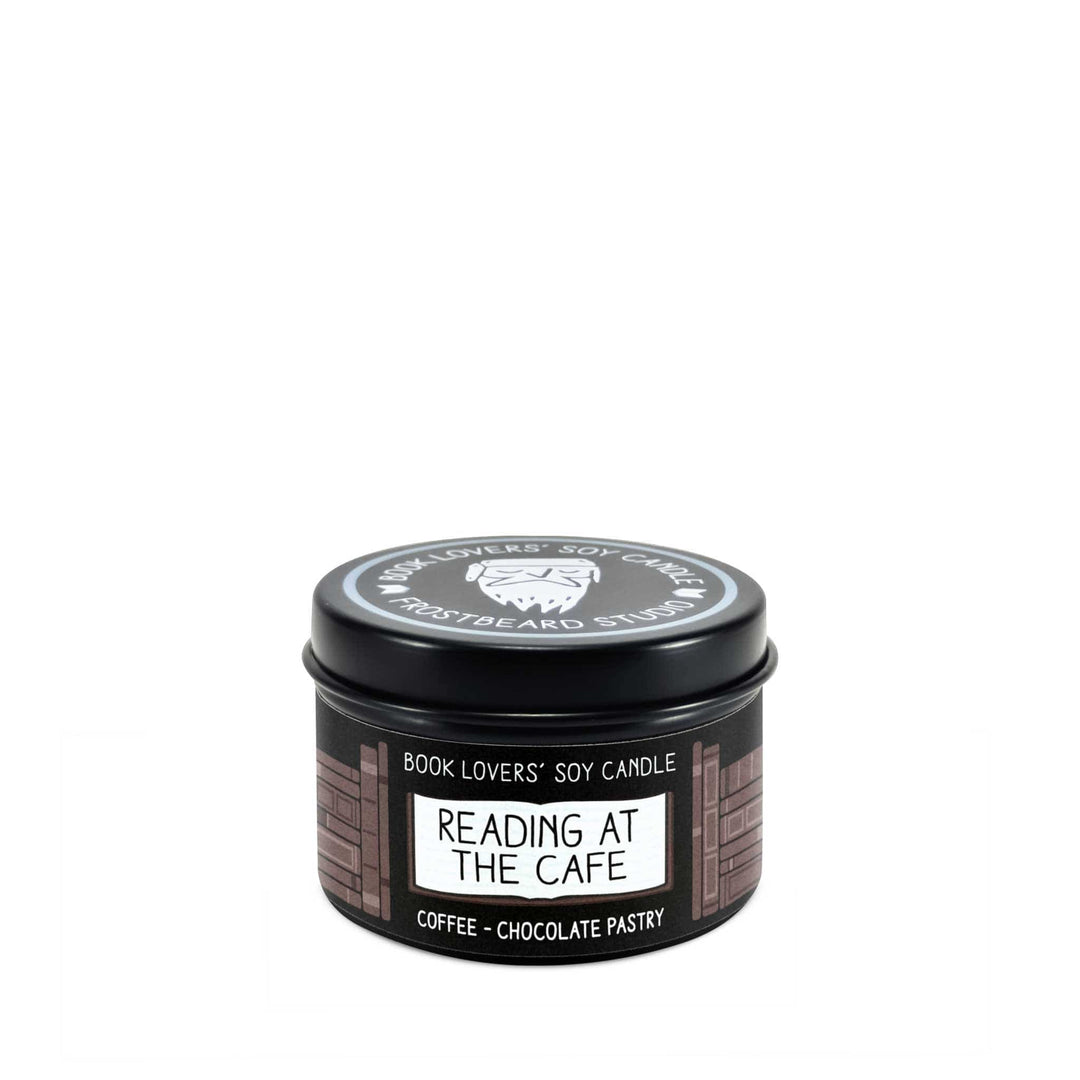 Reading at the Cafe  -  2 oz Tin  -  Book Lovers' Soy Candle  -  Frostbeard Studio