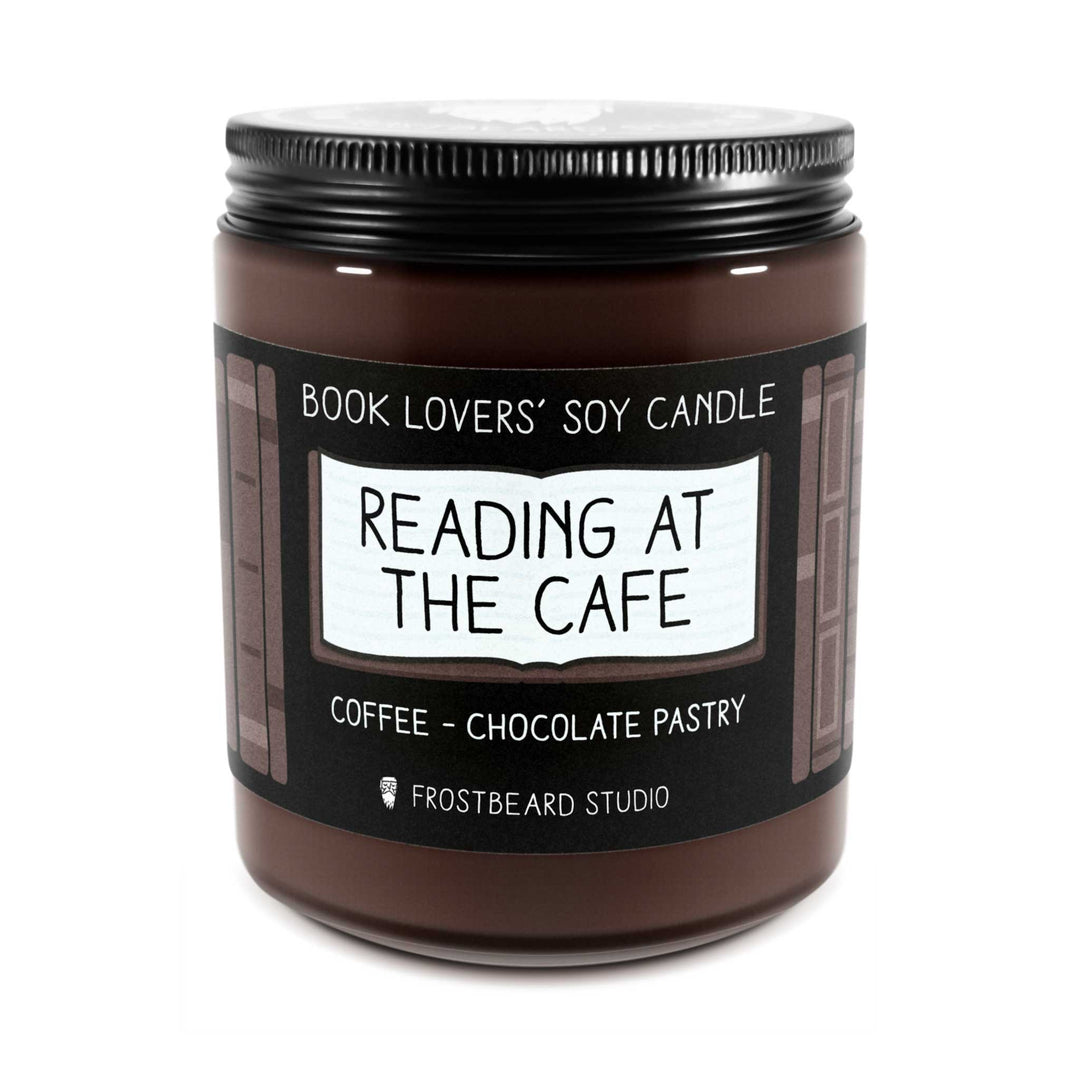 Reading at the Cafe  -  8 oz Jar  -  Book Lovers' Soy Candle  -  Frostbeard Studio