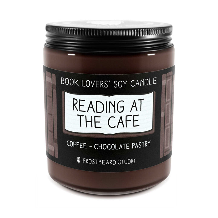 Reading at the Cafe  -  8 oz Jar  -  Book Lovers' Soy Candle  -  Frostbeard Studio