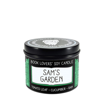 Sam's Garden - 4 oz Tin - Book Lovers' Soy Candle - Frostbeard Studio