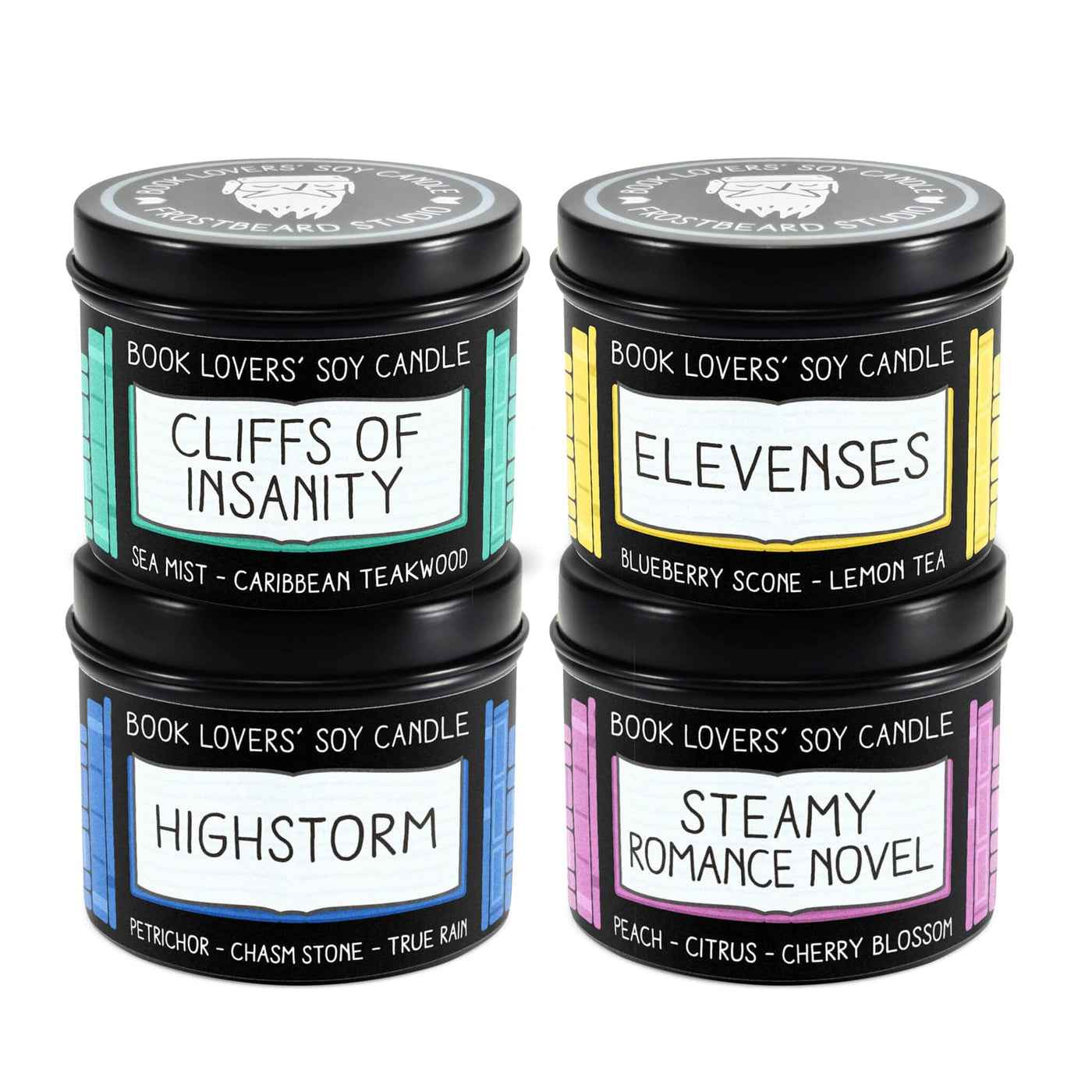 Summer Sample Pack - 4 oz Tins - Book Lovers' Soy Candles - Frostbeard Studio