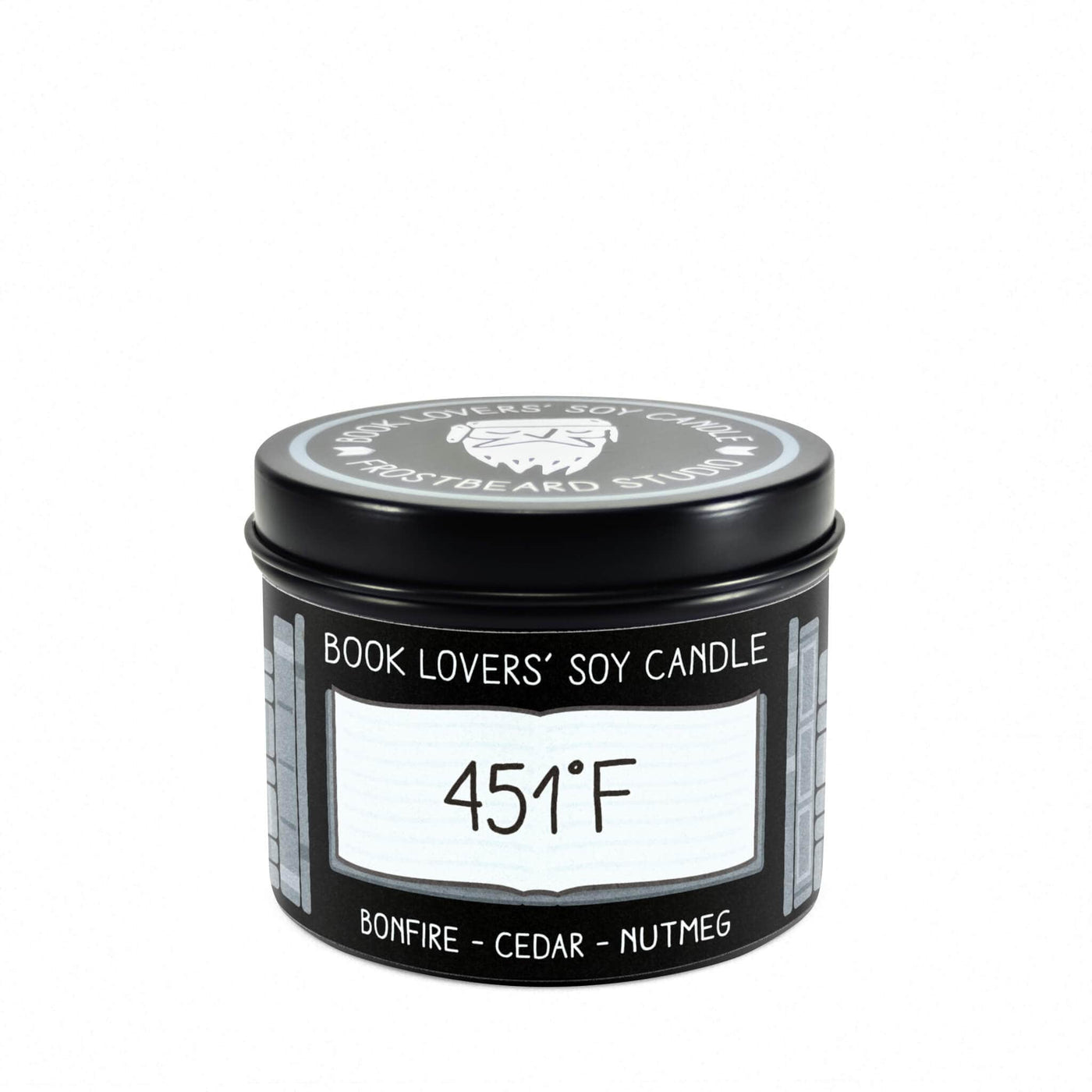 451°F - 4 oz Tin - Book Lovers' Soy Candle - Frostbeard Studio