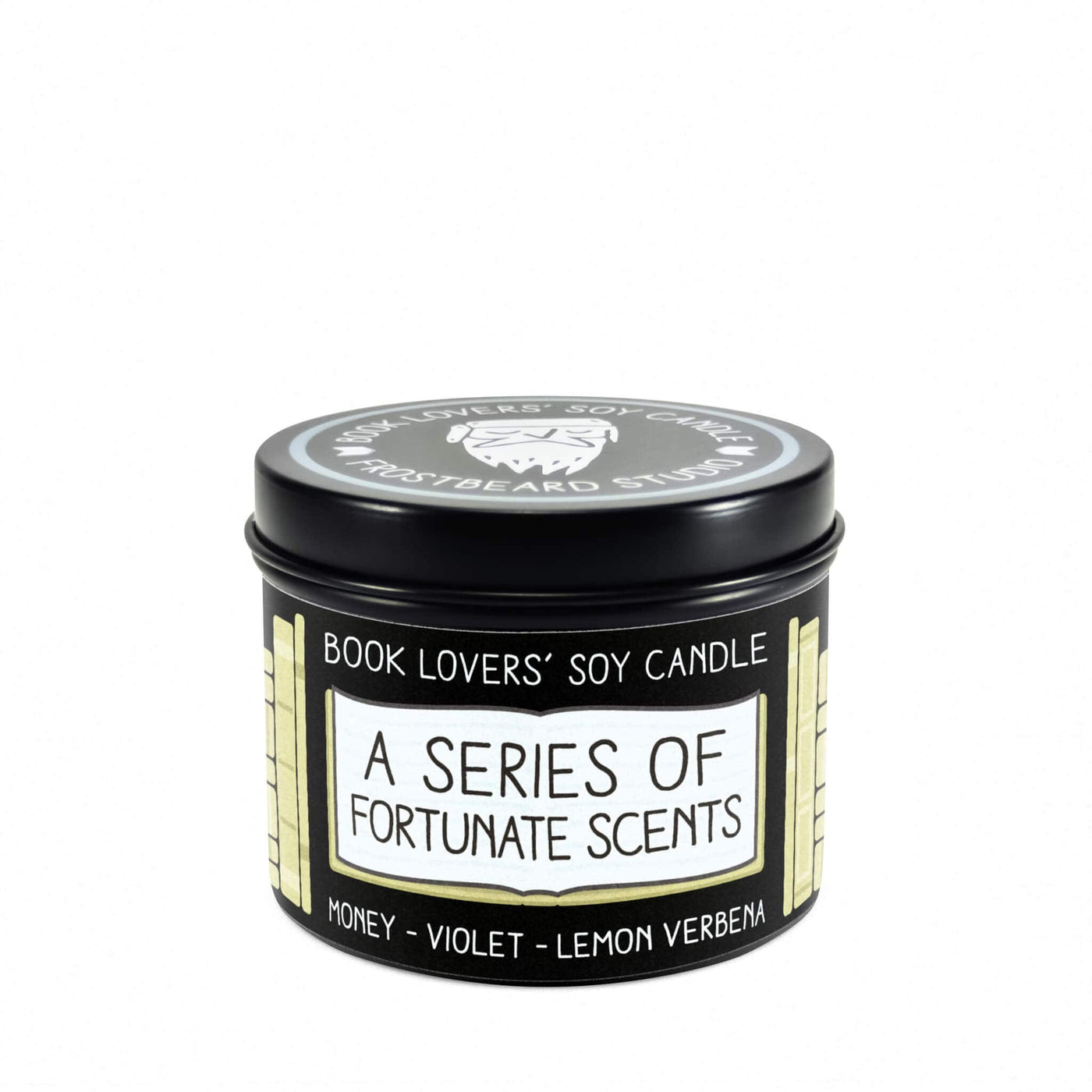A Series of Fortunate Scents - 4 oz Tin - Book Lovers' Soy Candle - Frostbeard Studio