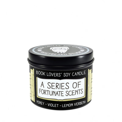 A Series of Fortunate Scents - 4 oz Tin - Book Lovers' Soy Candle - Frostbeard Studio