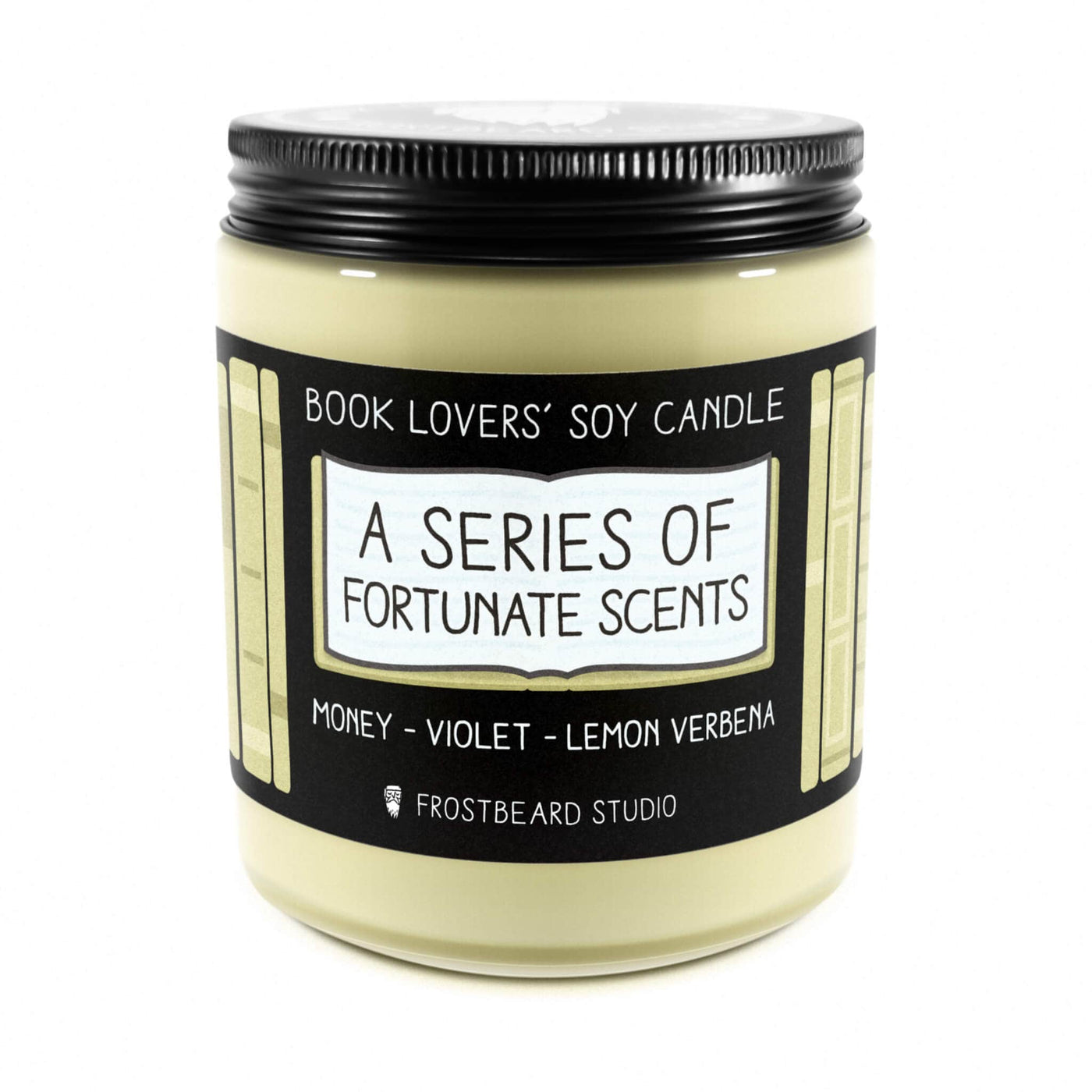 A Series of Fortunate Scents  -  8 oz Jar  -  Book Lovers' Soy Candle  -  Frostbeard Studio