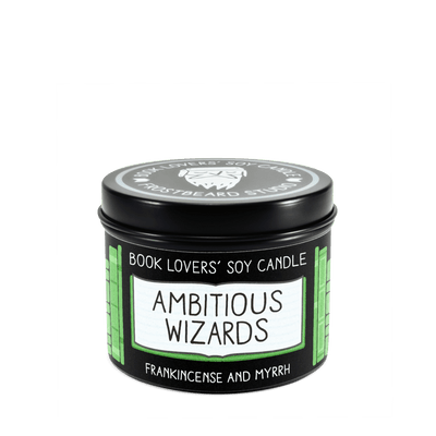 Ambitious Wizards  -  4 oz Tin  -  Book Lovers' Soy Candle  -  Frostbeard Studio