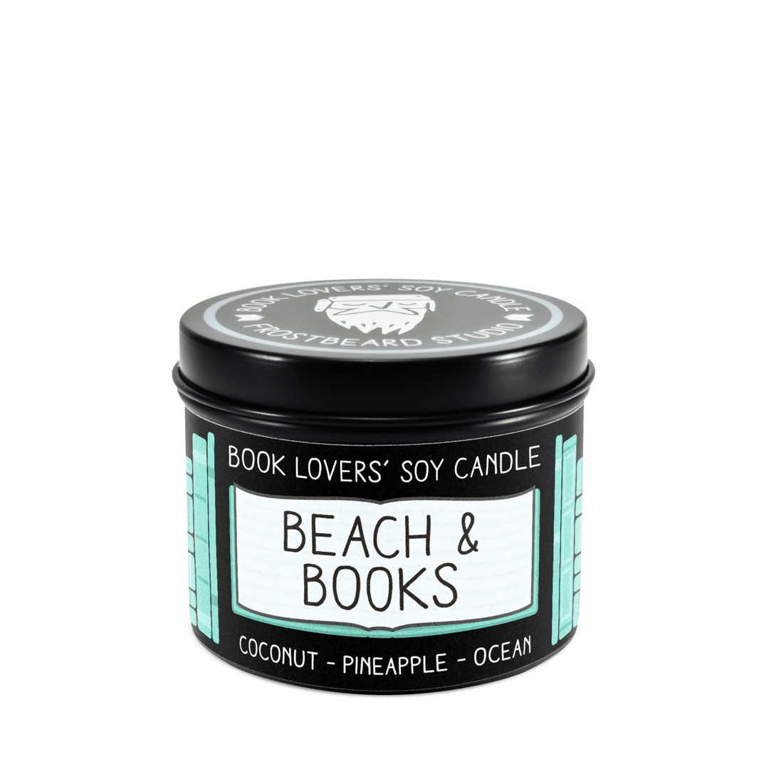 Beach & Books  -  4 oz Tin  -  Book Lovers' Soy Candle  -  Frostbeard Studio