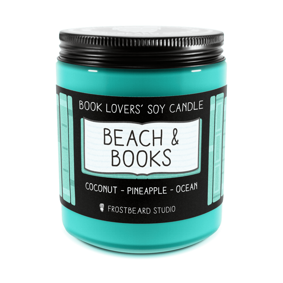 Beach & Books  -  8 oz Jar  -  Book Lovers' Soy Candle  -  Frostbeard Studio