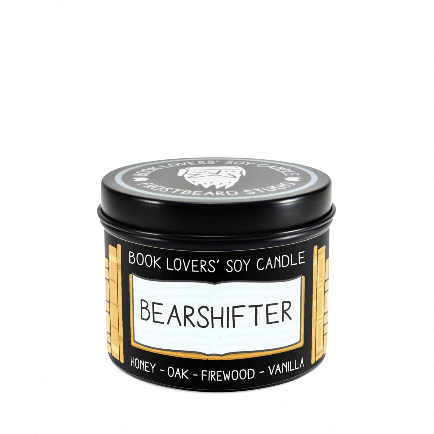 Bearshifter  -  4 oz Tin  -  Book Lovers' Soy Candle  -  Frostbeard Studio