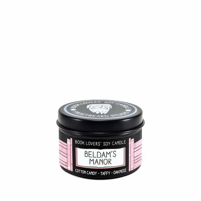 Beldam's Manor - 2 oz Tin - Book Lovers' Soy Candle - Frostbeard Studio