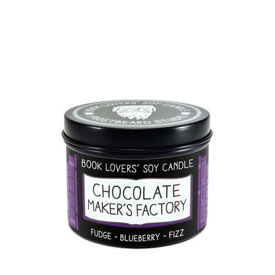 Chocolate Maker's Factory  -  4 oz Tin  -  Book Lovers' Soy Candle  -  Frostbeard Studio