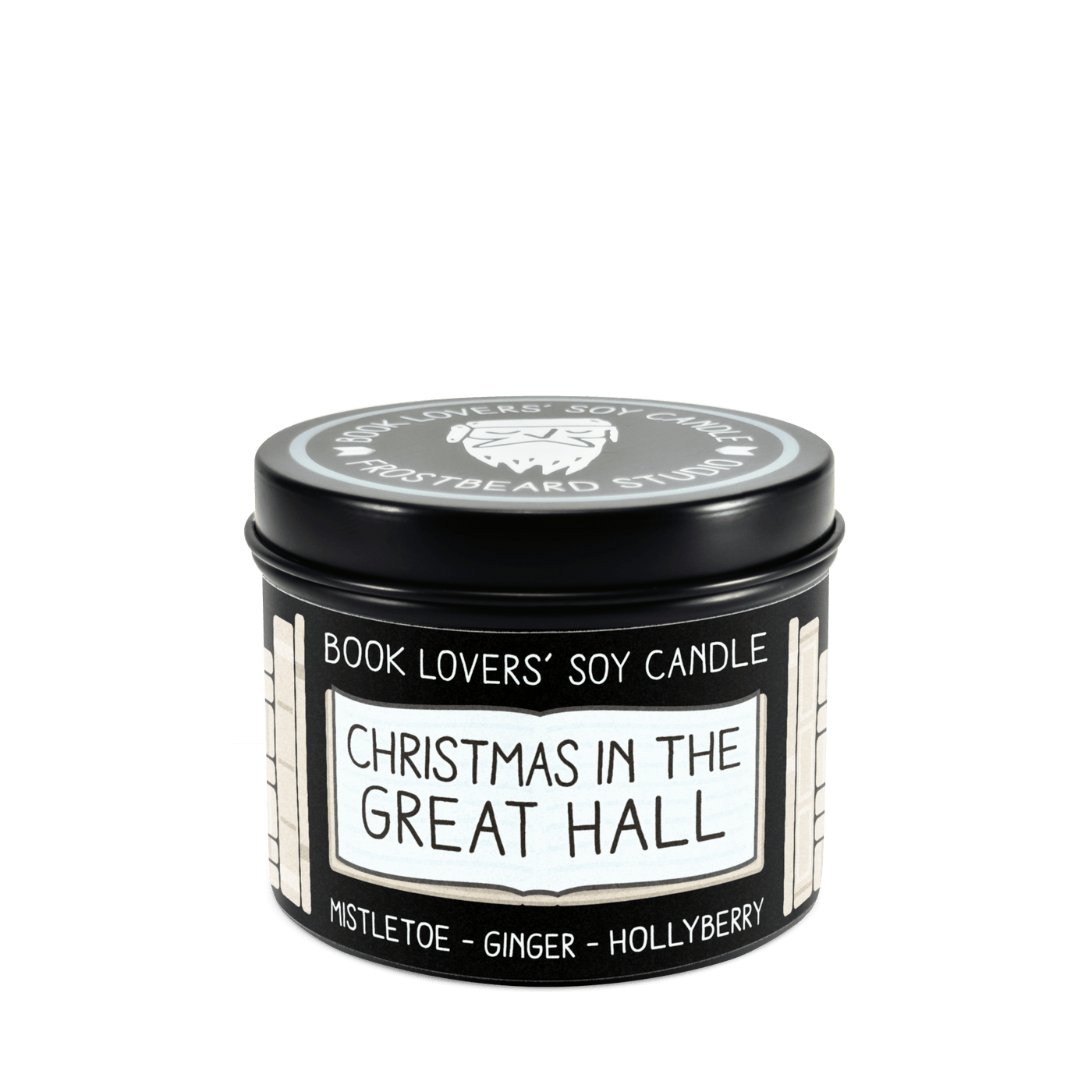 Christmas in the Great Hall - 4 oz Tin - Book Lovers' Soy Candle - Frostbeard Studio