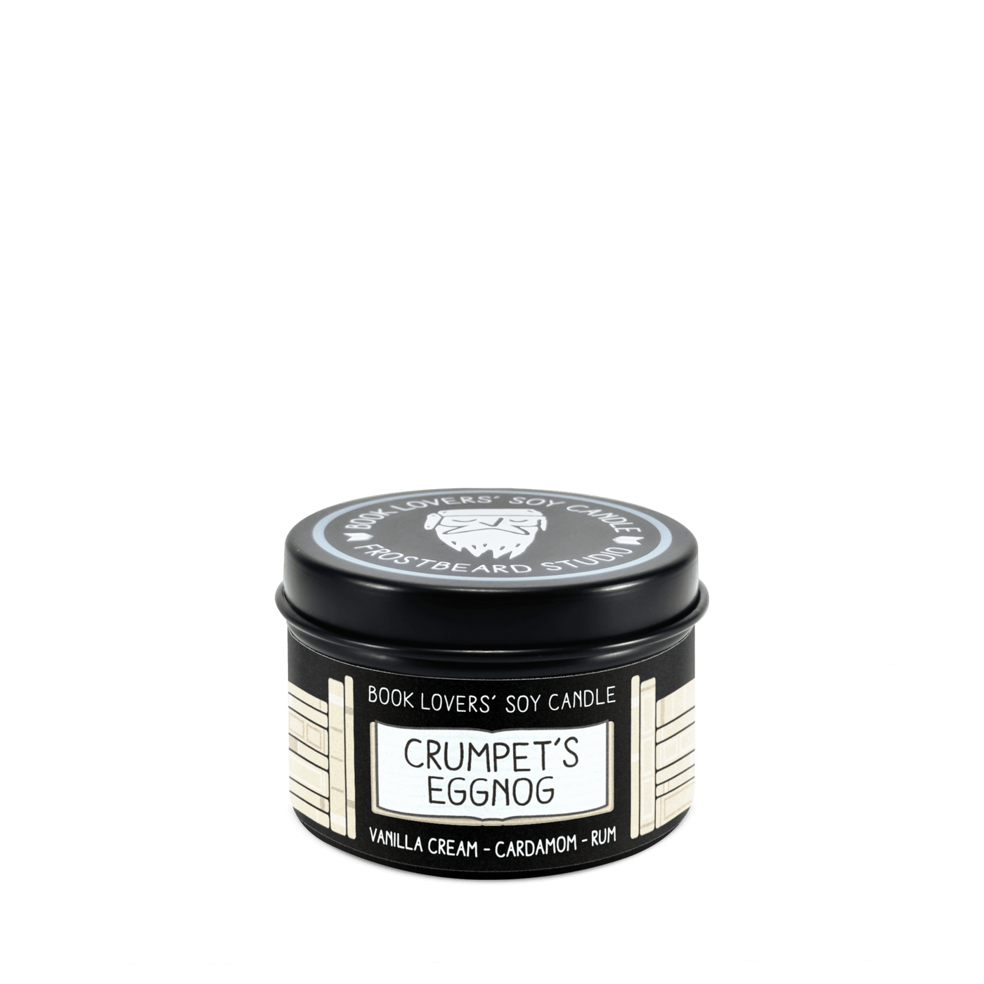 Crumpet's Eggnog - 2 oz Tin - Book Lovers' Soy Candle - Frostbeard Studio