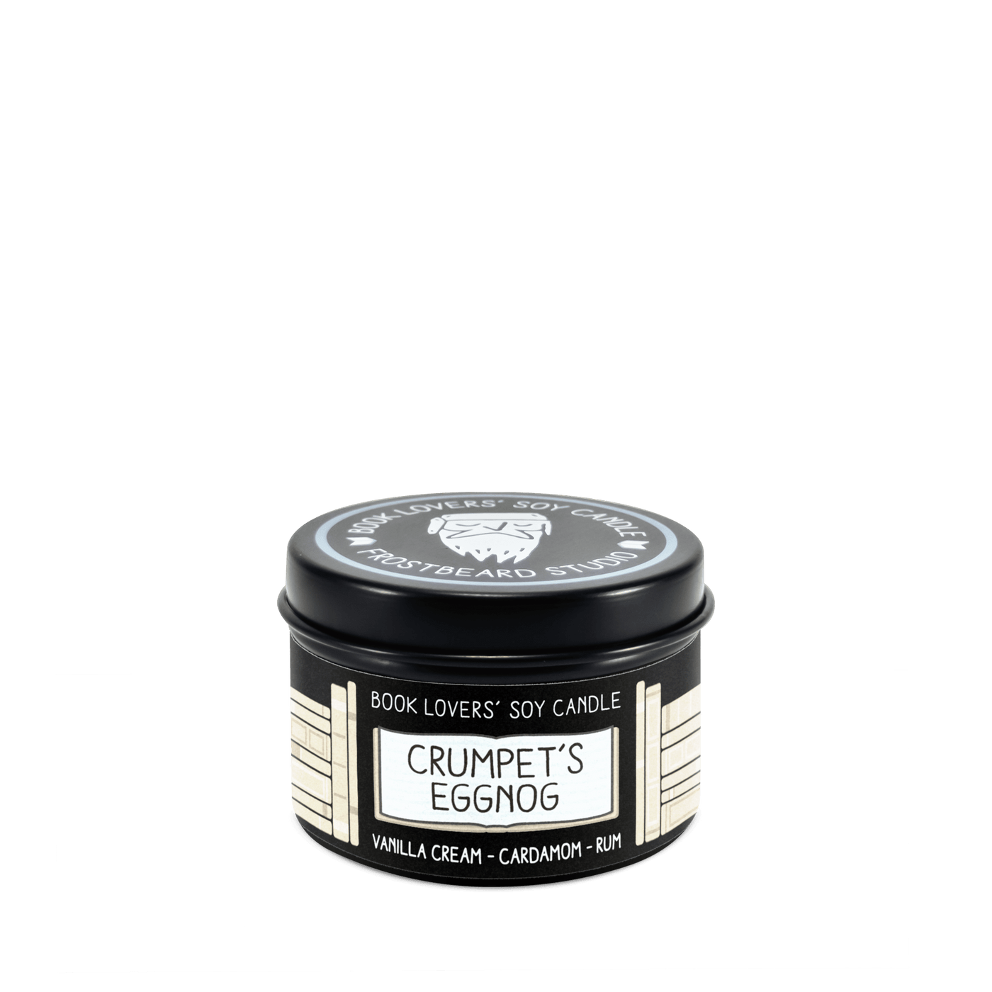 Crumpet's Eggnog  -  2 oz Tin  -  Book Lovers' Soy Candle  -  Frostbeard Studio