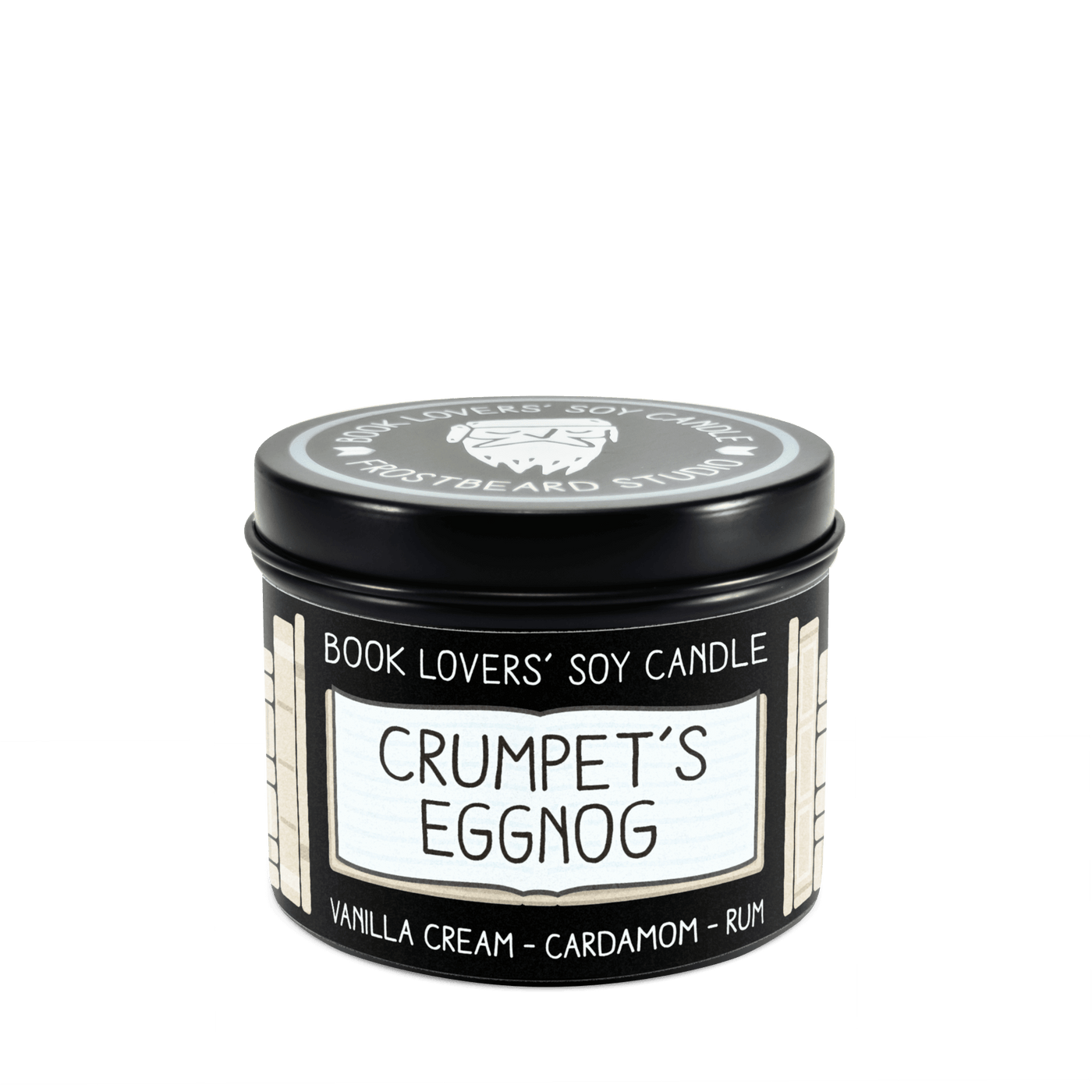 Crumpet's Eggnog - 4 oz Tin - Book Lovers' Soy Candle - Frostbeard Studio