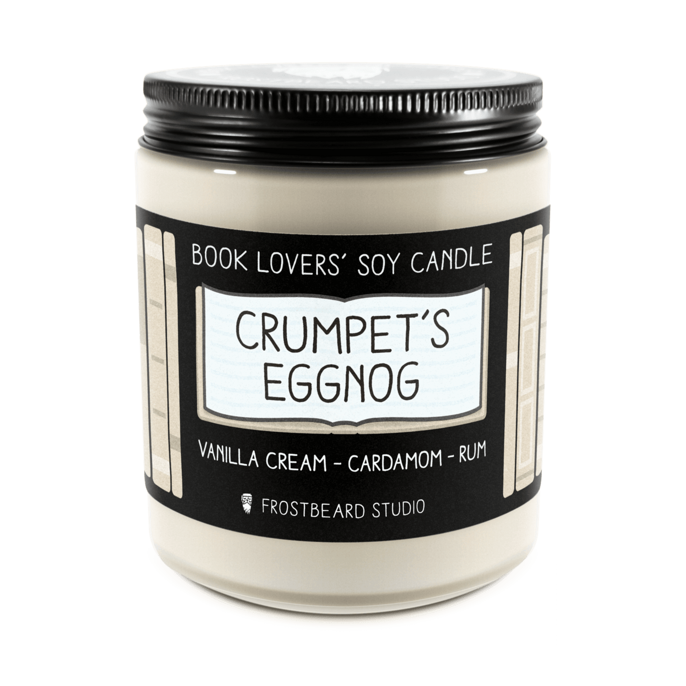 Crumpet's Eggnog  -  8 oz Jar  -  Book Lovers' Soy Candle  -  Frostbeard Studio