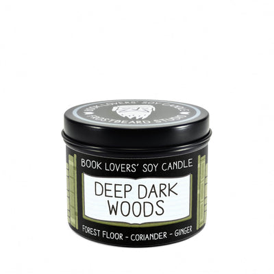 Deep Dark Woods  -  4 oz Tin  -  Book Lovers' Soy Candle  -  Frostbeard Studio