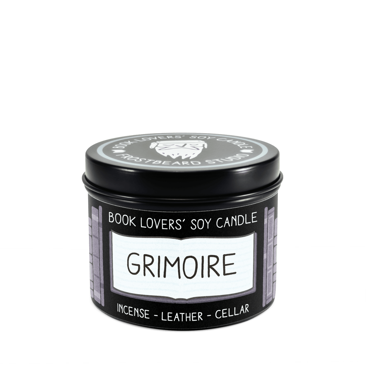 Grimoire - 4 oz Tin - Book Lovers' Soy Candle - Frostbeard Studio