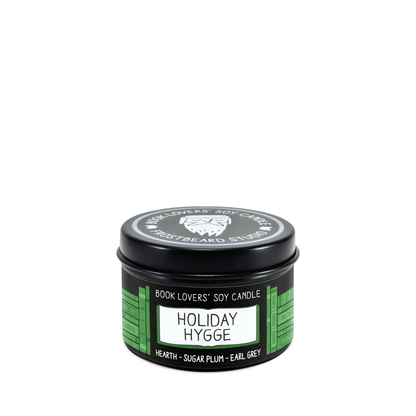 Holiday Hygge  -  2 oz Tin  -  Book Lovers' Soy Candle  -  Frostbeard Studio