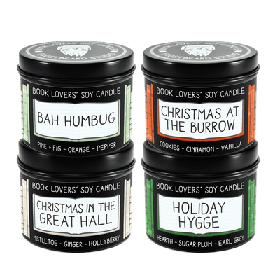 Holiday Sample Pack - 4 oz Tins - Book Lovers' Soy Candles - Frostbeard Studio