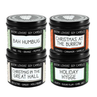 Holiday Sample Pack  -  4 oz Tin  -  Book Lovers' Soy Candle  -  Frostbeard Studio