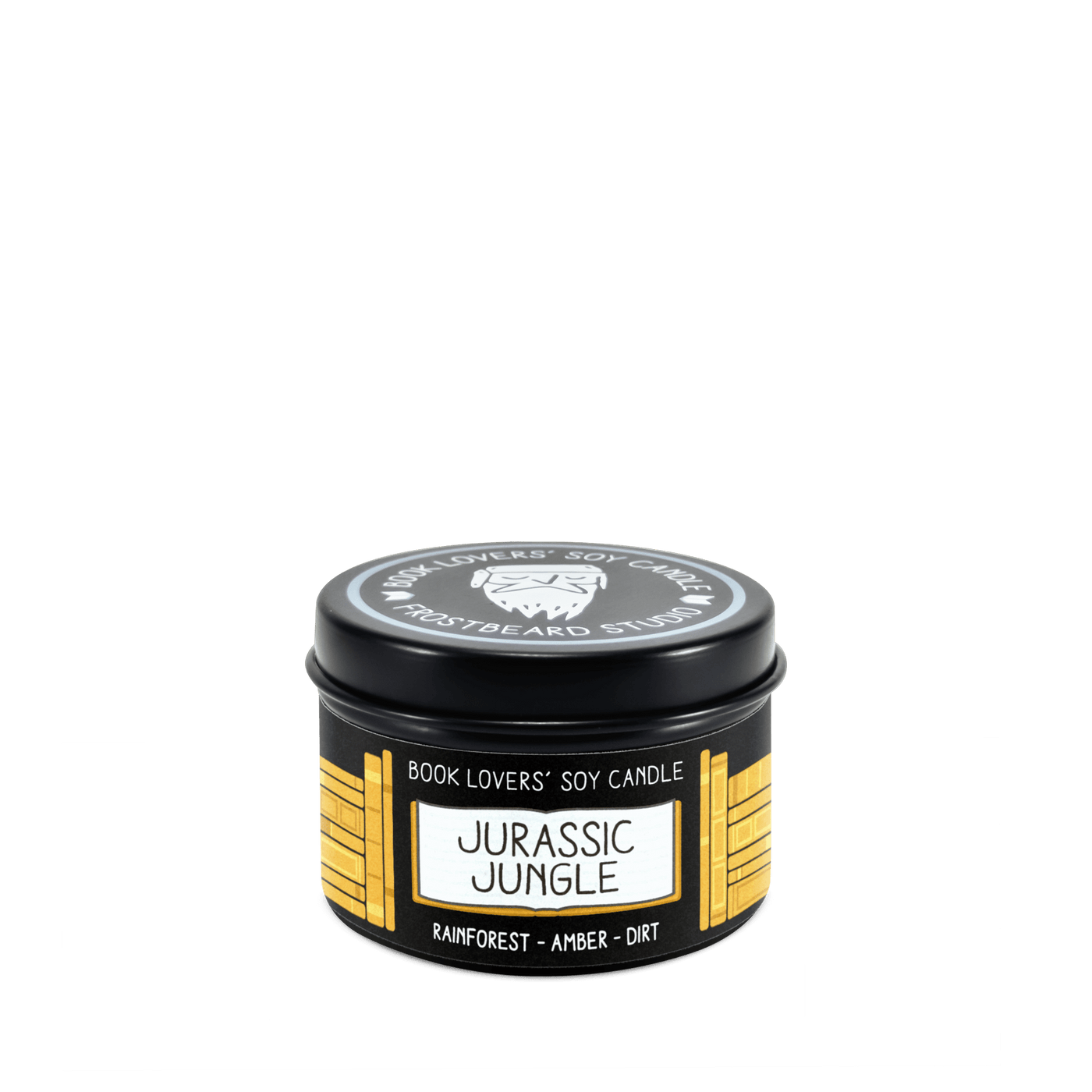Jurassic Jungle  -  2 oz Tin  -  Book Lovers' Soy Candle  -  Frostbeard Studio