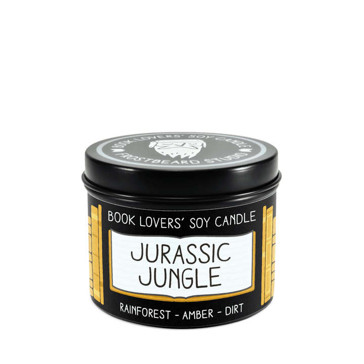 Jurassic Jungle  -  4 oz Tin  -  Book Lovers' Soy Candle  -  Frostbeard Studio